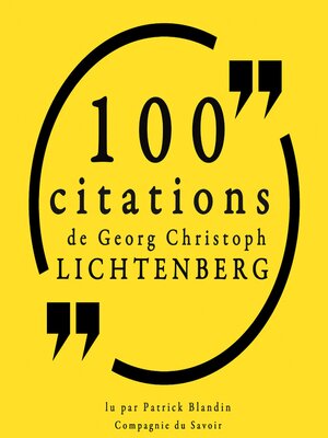 cover image of 100 citations de Georg Christoph Lichtenberg
